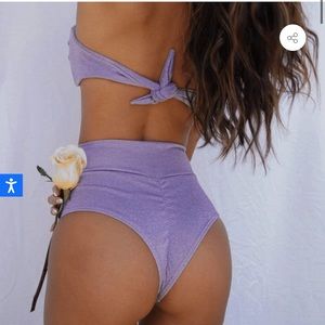 Montce Small Medium Lilac Sparkle Top Bottoms High Waisted